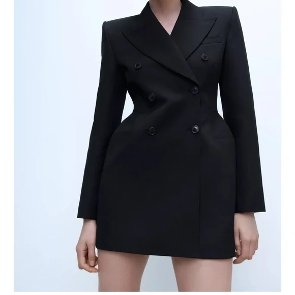Zara Black Double-Breasted Blazer Dress - Picture 1 of 3